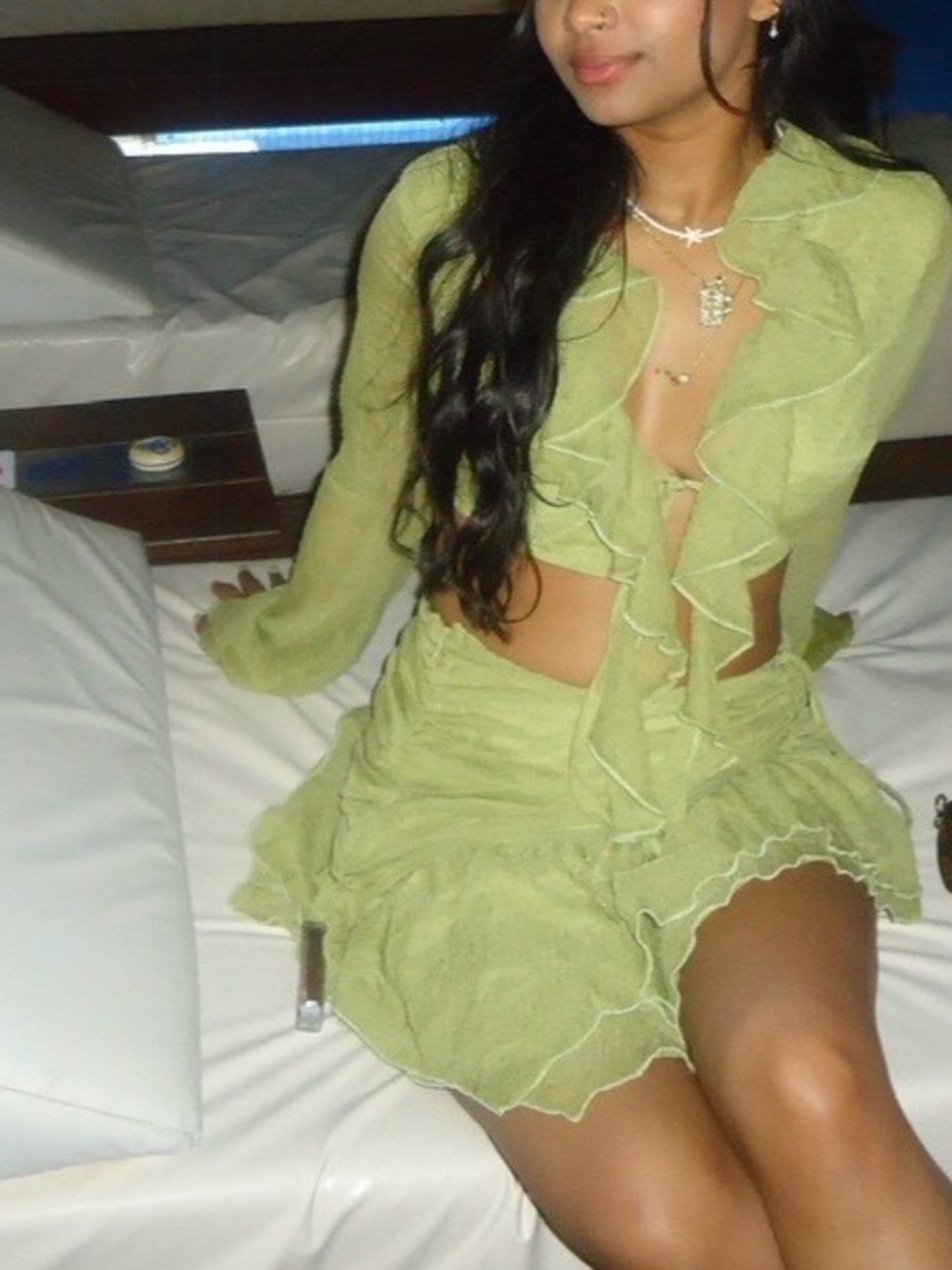 PrettyLittleThing Lime Green Ruffle Crop Top Skirt Set